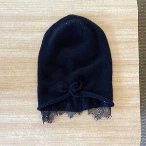 Black beanie with lace detail